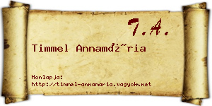 Timmel Annamária névjegykártya